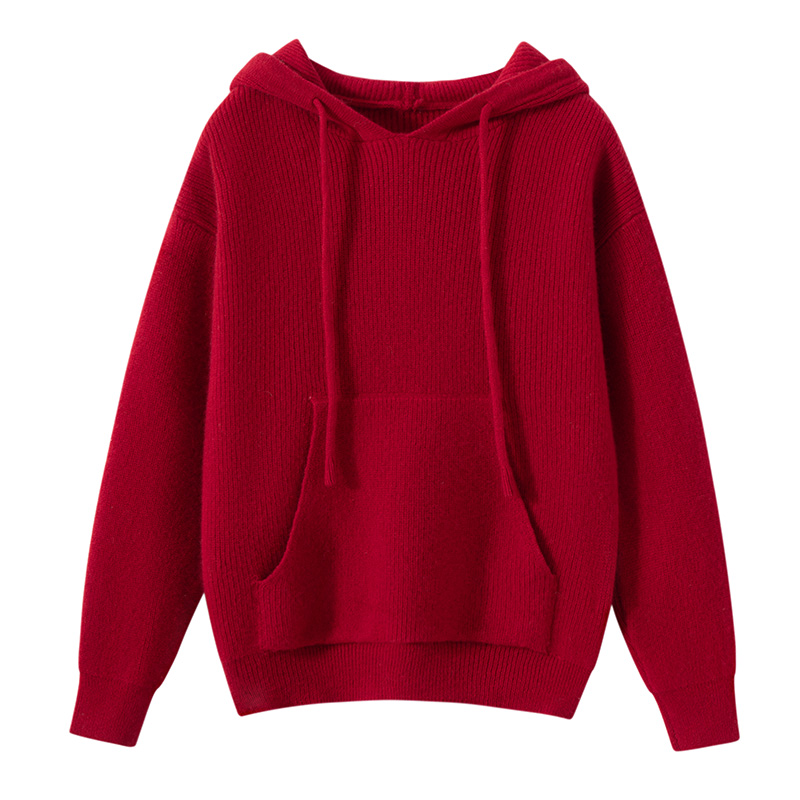 新款男女童100%羊毛衫毛衣针织衫时尚百搭宽松帽衫保暖上衣