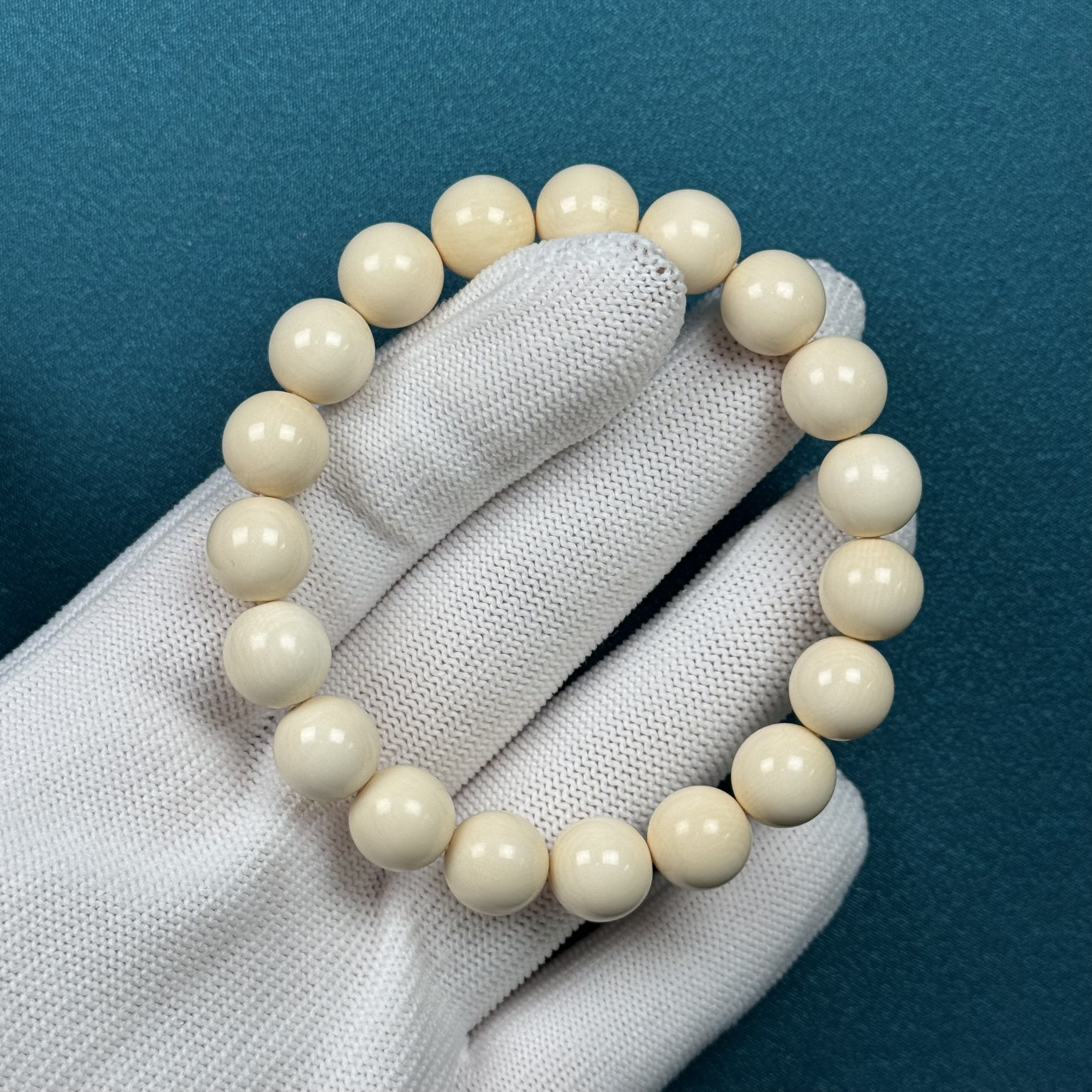 Q45-67天然猛犸牙 圆珠手串约10mm支持复检假一罚十