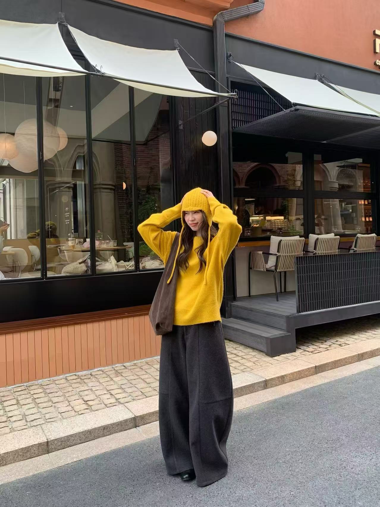 小白杏秋冬韩风针织穿搭