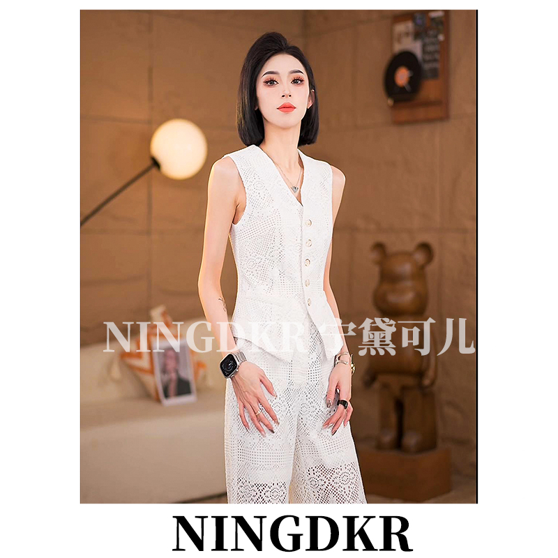 优B30335设计感小众气质马甲叠穿上衣女时尚休闲宽松镂空无袖显瘦