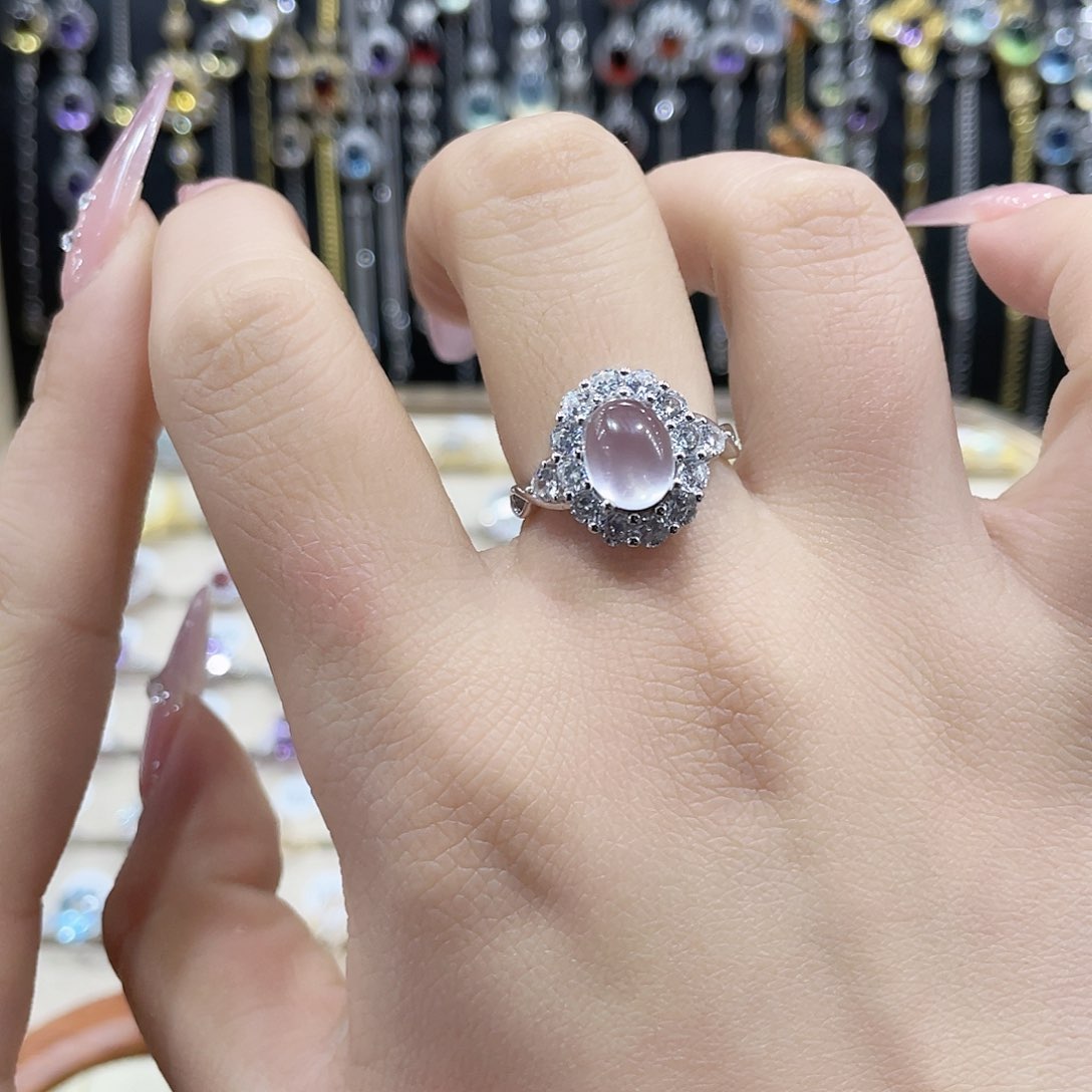 芙蓉石戒指银S925镶嵌