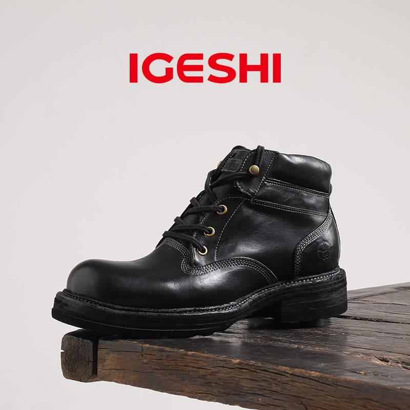 IGESHI爱革仕【武曲星】战神系列马皮手工固特异复古工装马丁靴机车