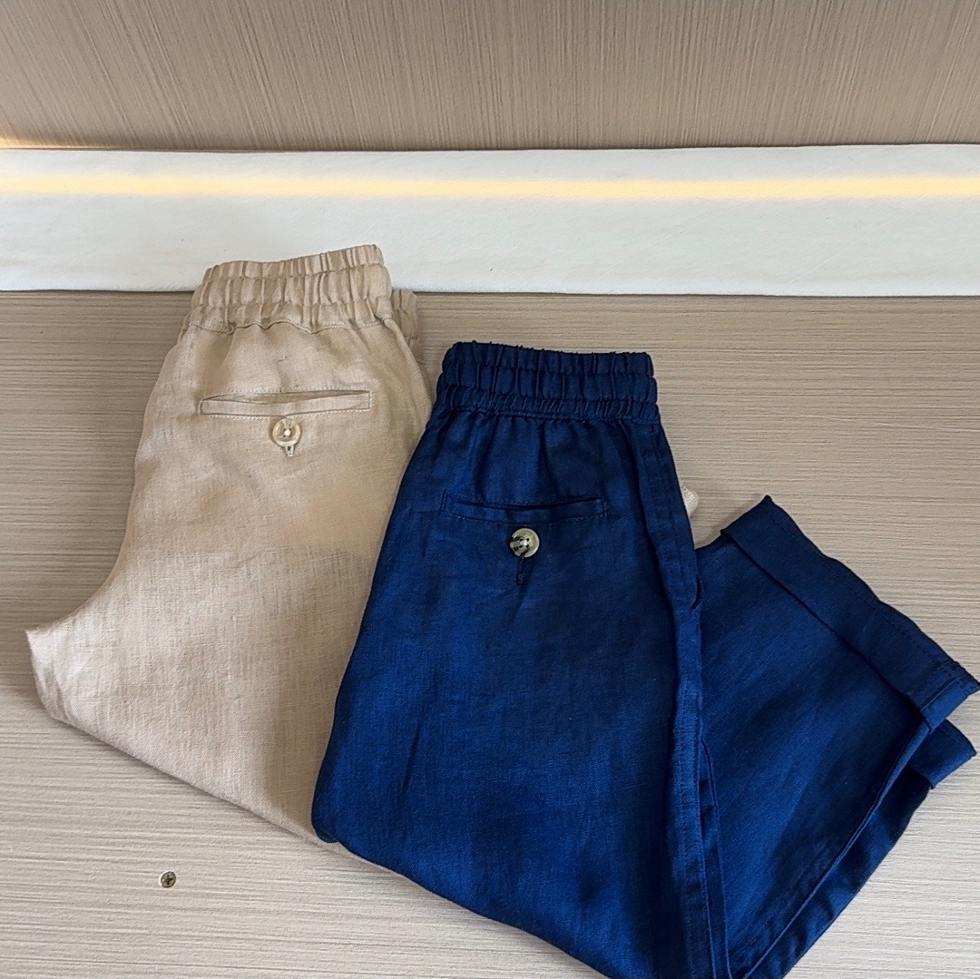 （2）新款/儿童100%纯亚麻休闲（长裤）   透气散热 防晒