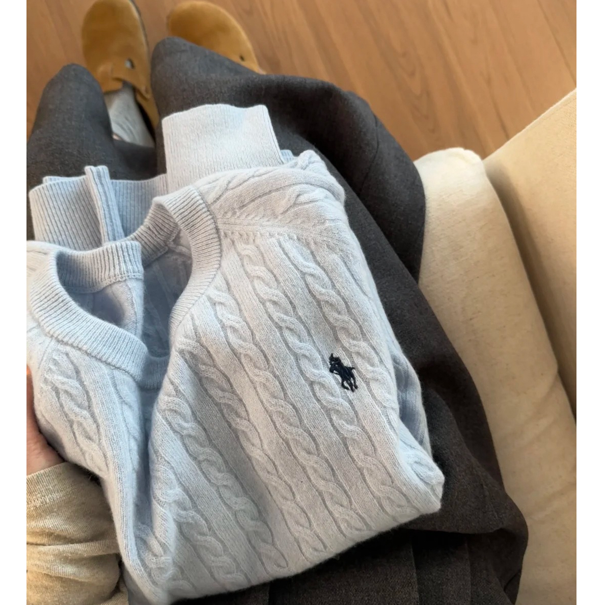 老钱风复古麻花圆领慵懒风针织衫女秋冬高级感刺绣内外穿软糯毛衣