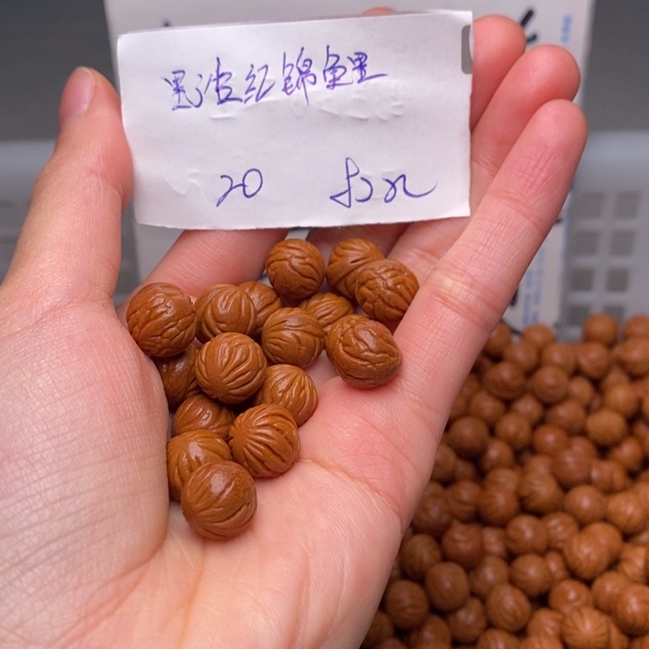 桃核手串11mm左右野生红锦鲤20颗（打孔）