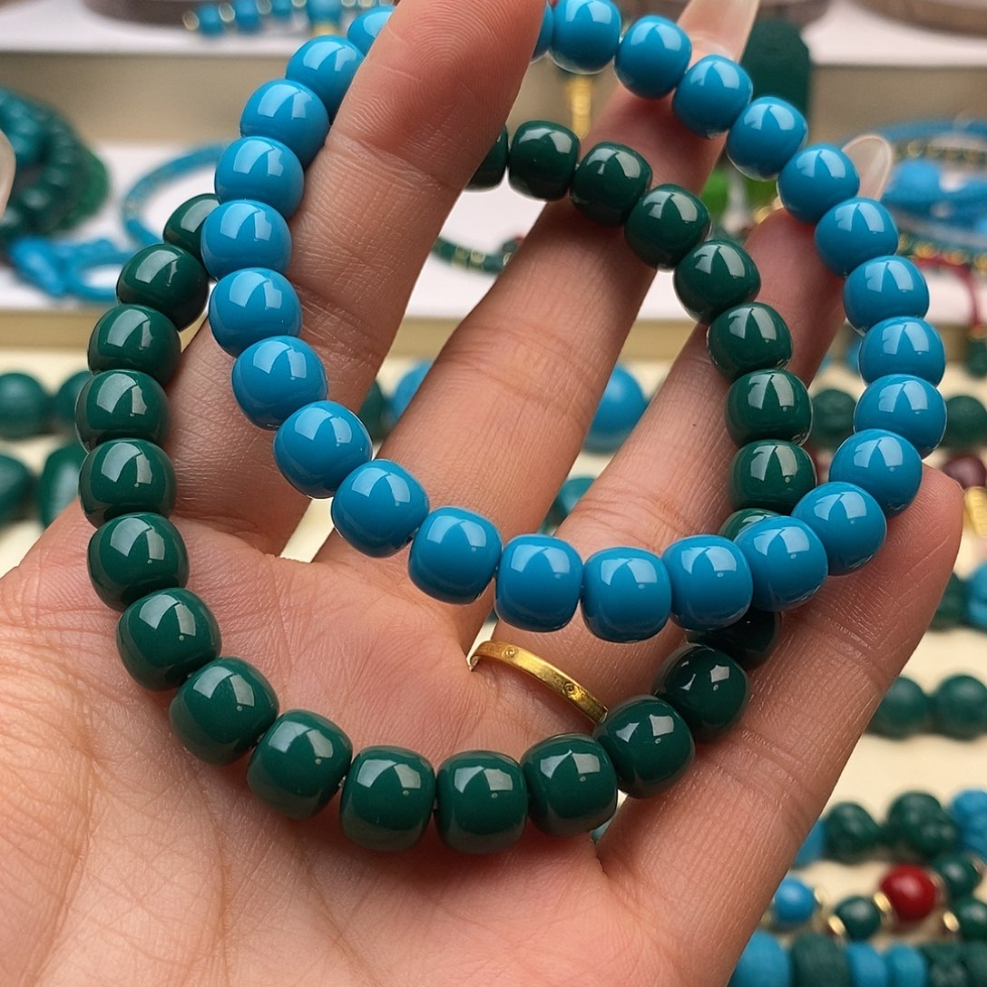 1***8DIY琉璃8mm老邢单圈油绿+暴力蓝