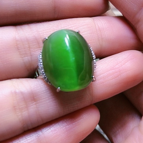 和田玉戒指银S925镶嵌