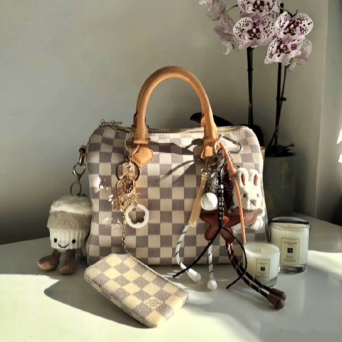 95新 LouisVuitton/路易威登  白棋盘格sp25斜挎14年B2121#