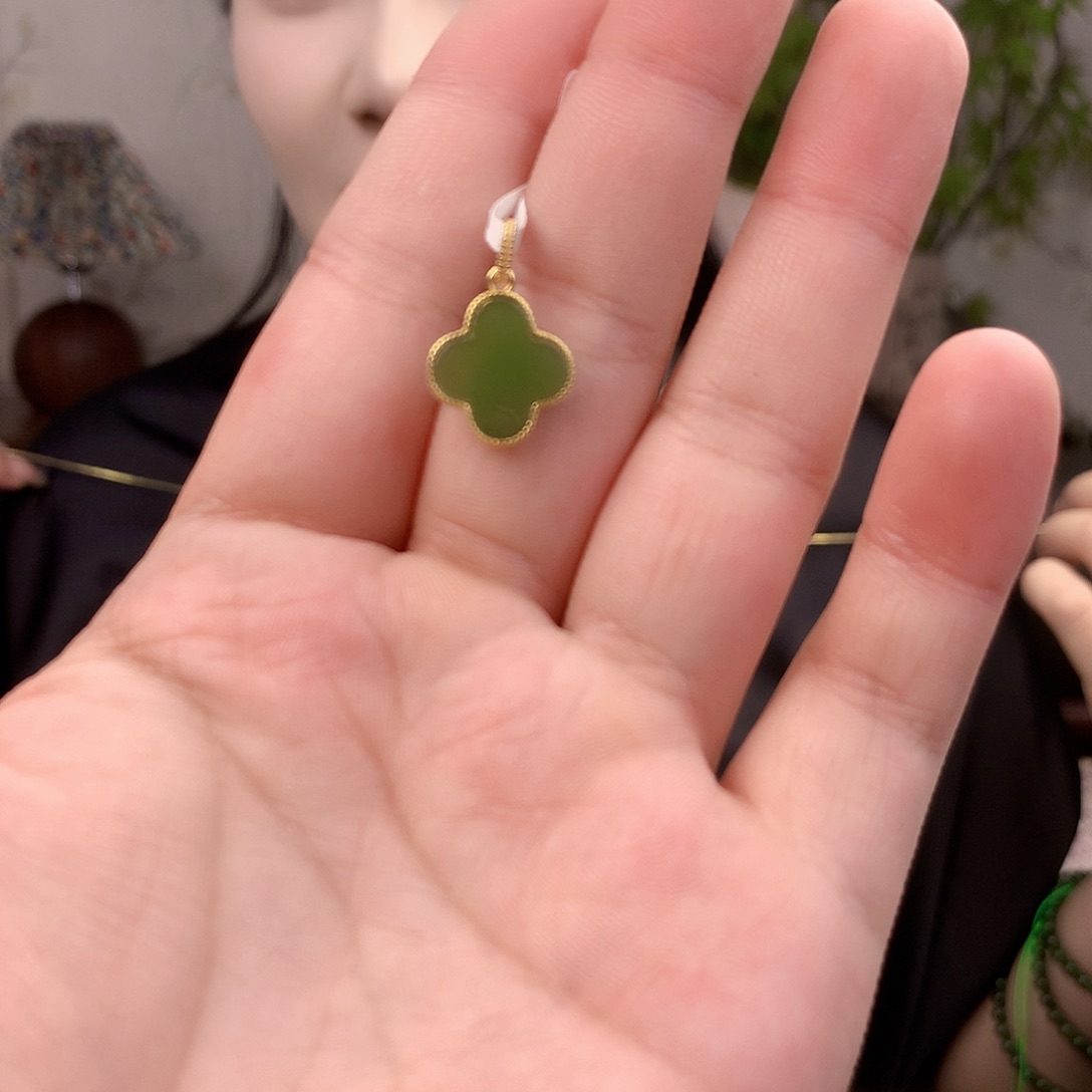 和田玉（碧玉）银S925镶嵌吊坠(不含链)吊坠