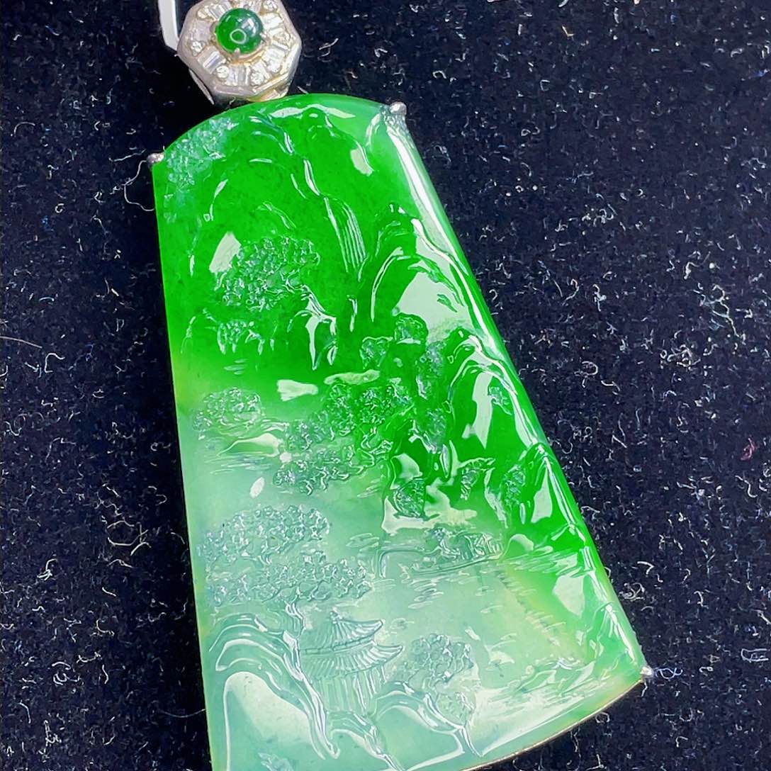 翡翠吊坠(不含链)银S925镶嵌