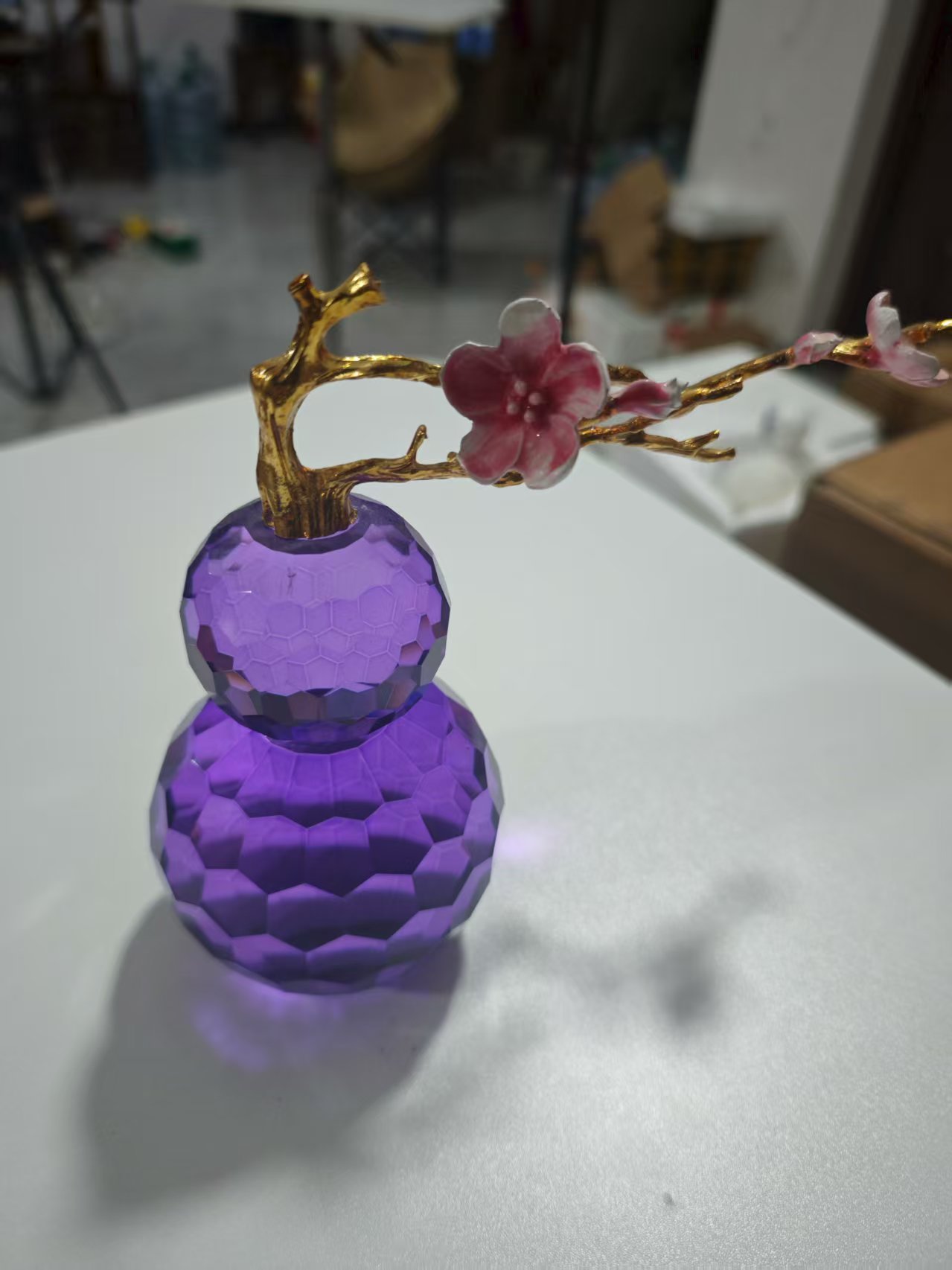 【孤品一只】花开富贵水晶葫芦轻奢高档客厅酒柜办公室装饰品