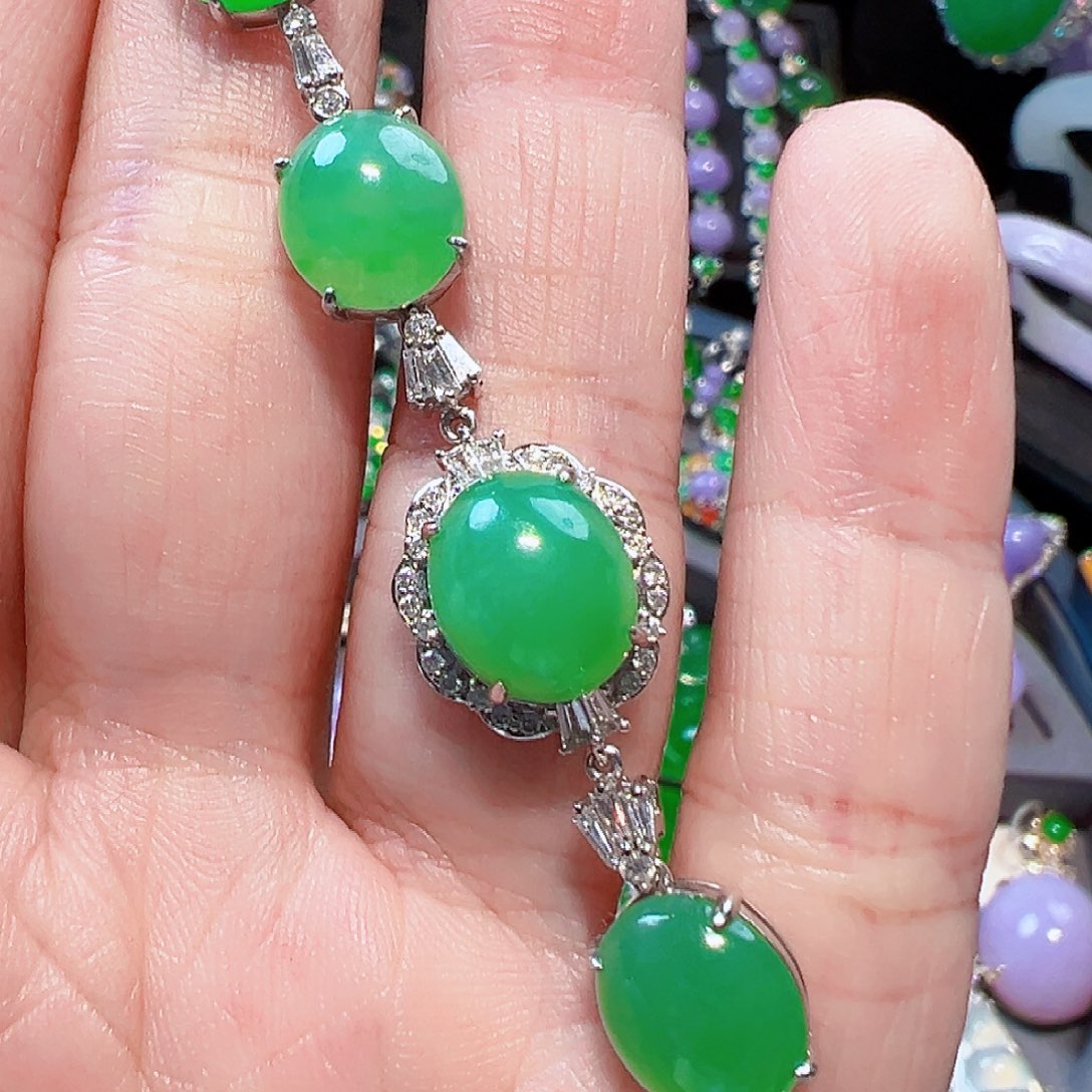 翡翠手链18K金镶嵌签收后24小时鉴赏期