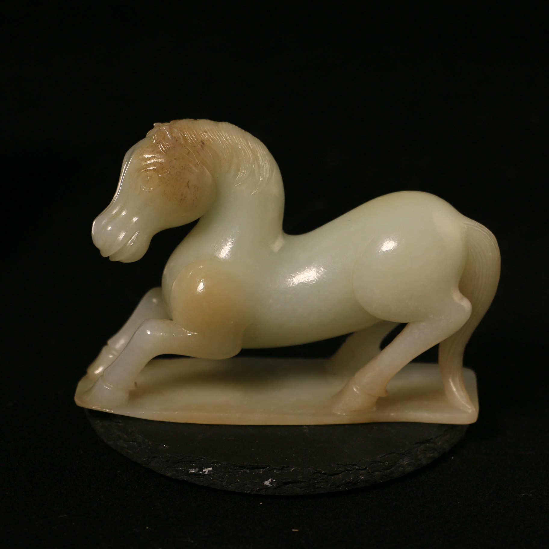 15F75清 白玉马到成功摆件