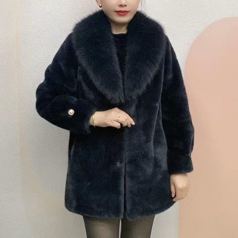 【金标】中款欧貂绒大毛领时尚休闲外套