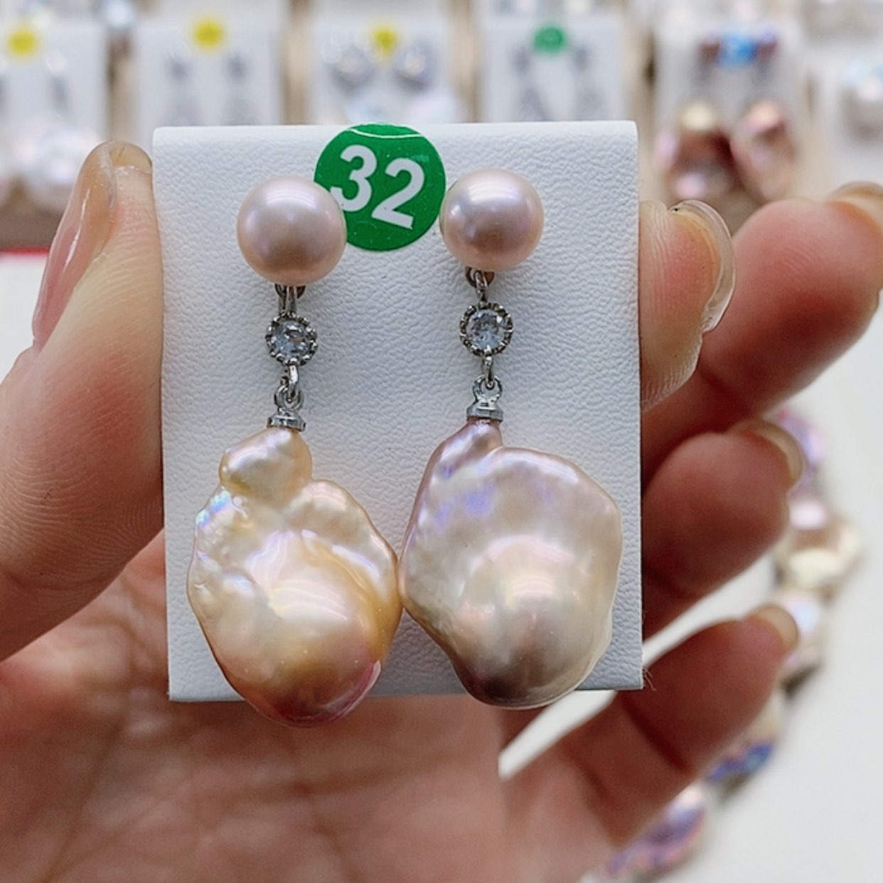 【闪购商品】淡水珍珠耳饰9K金镶嵌