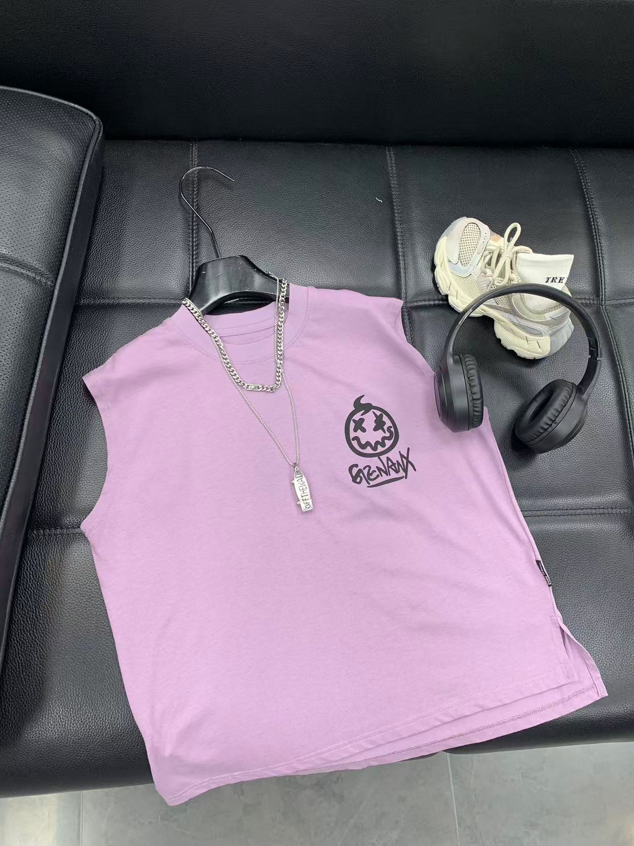 山 2025【Y】6月10日 儿童男童女童时尚紫色夏季无袖T恤5113-