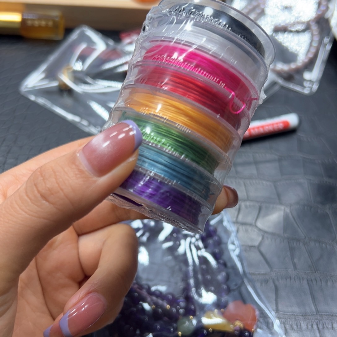 银S925镶嵌手链烟晶弹力线