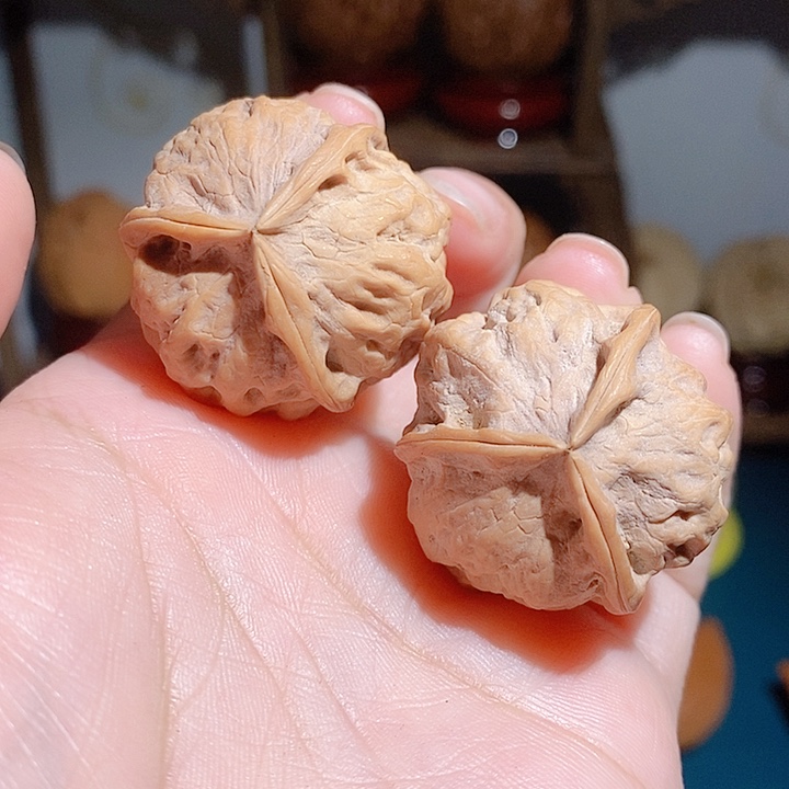 野生铁核桃三棱把件