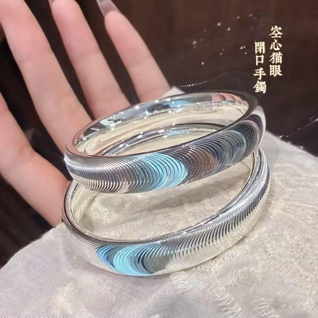 999.9银猫眼轮胎空心闭口爆泥鳅背情人节礼物