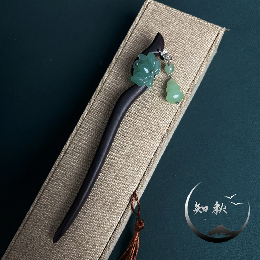 a533【胖葫芦】15厘米黑檀木双面古风发簪子葫芦新中式日常百搭汉服