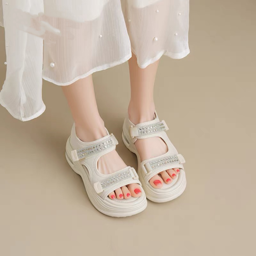 C6424  米色  新款夏季2025新款舒适厚底女休闲凉鞋