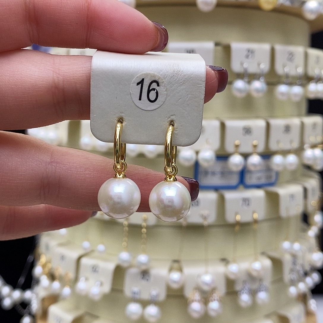 淡水珍珠耳饰银S925镶嵌