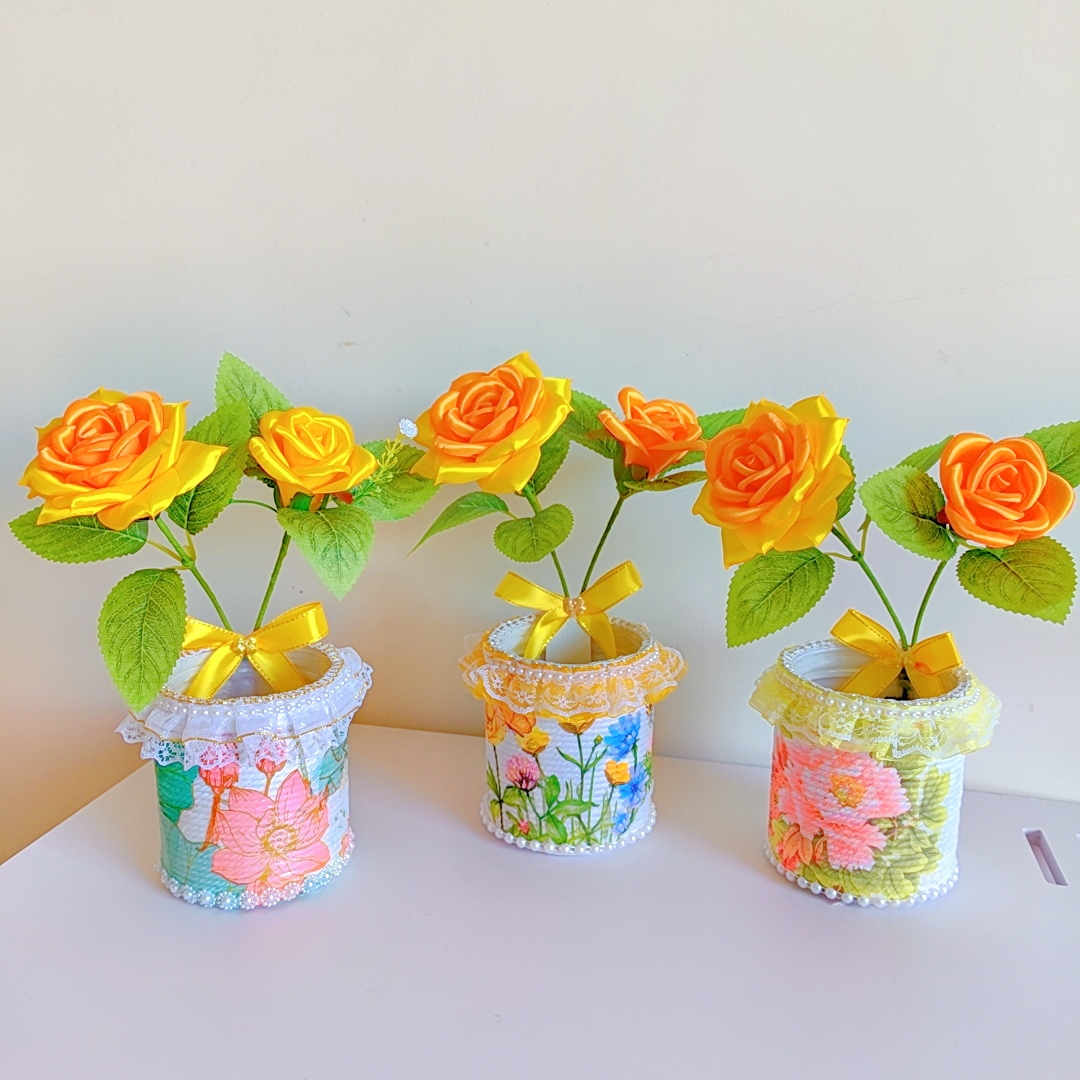（两个装）创意手工diy月季花笔筒（五个色）