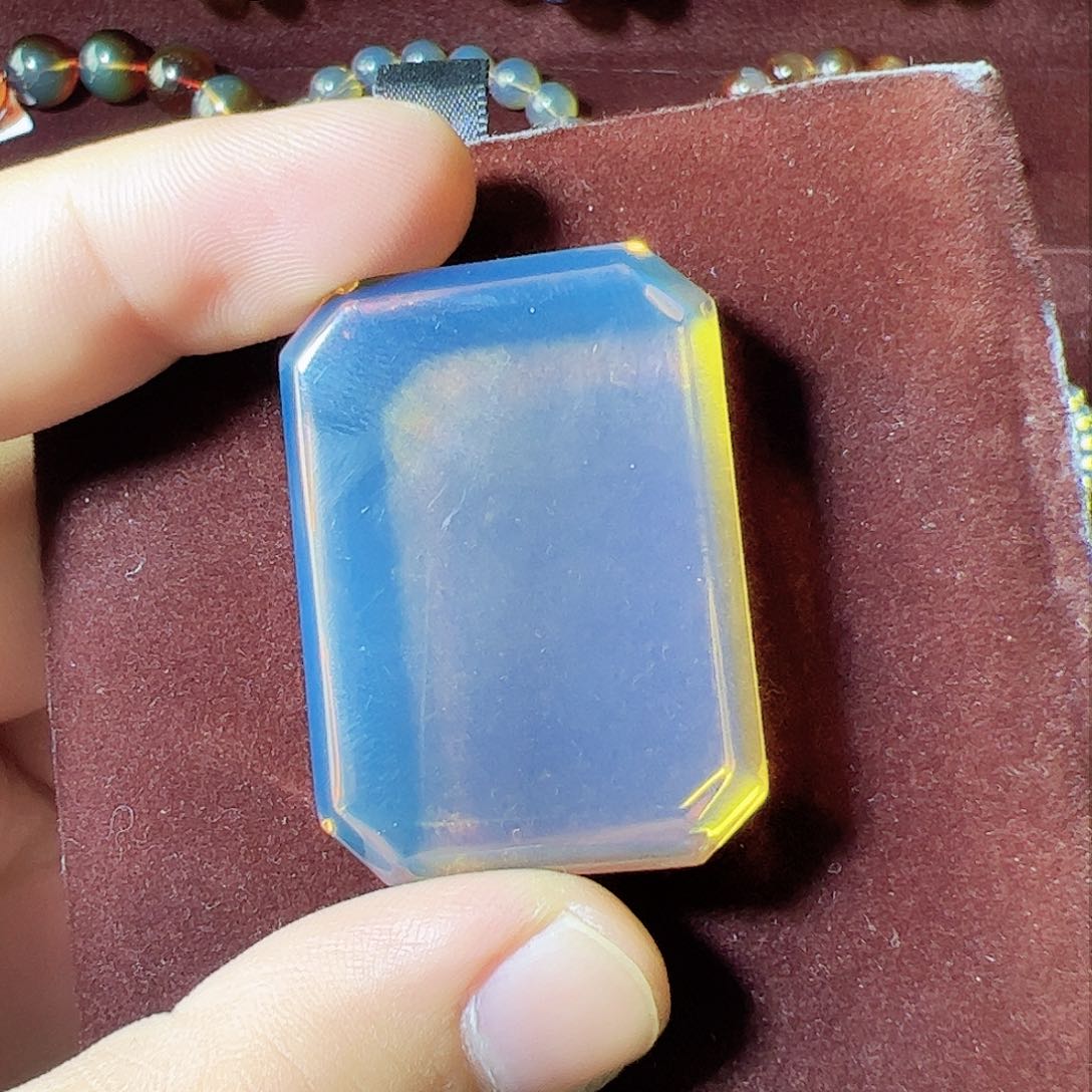 蓝珀珠宝奇石未镶嵌墨西哥蓝珀16g重无事牌