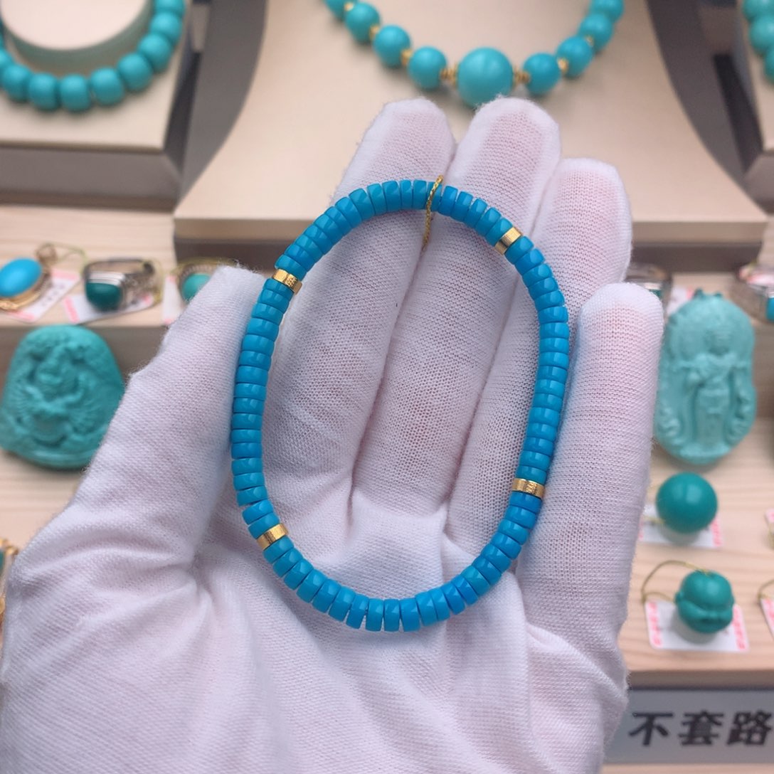 绿松石珠宝奇石18K金镶嵌