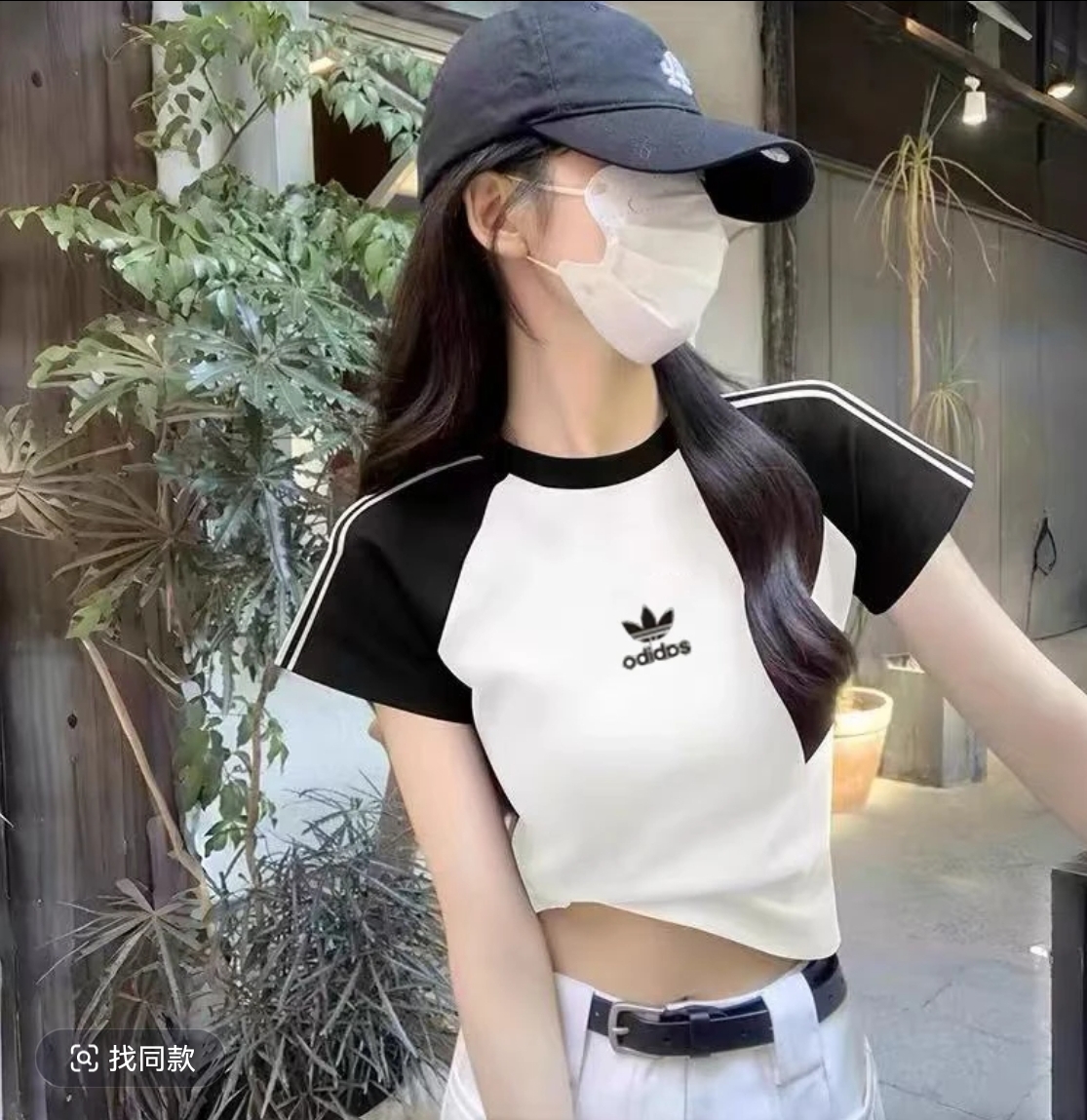 夏季新款女款修身拼色纯棉短T恤4599