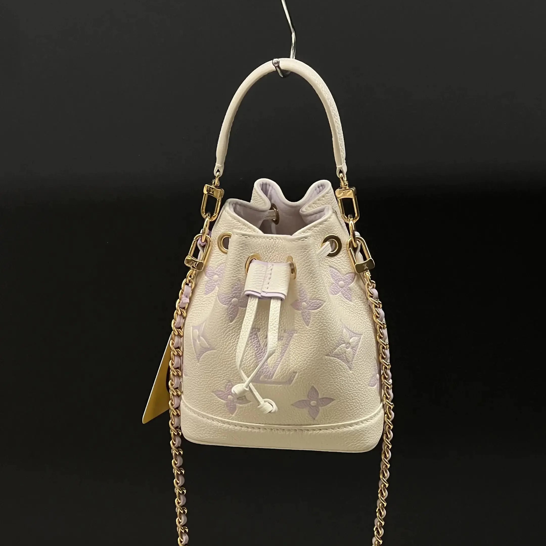 99新 LouisVuitton/路易威登 6227 香芋紫手柄小水桶斜挎芯片款