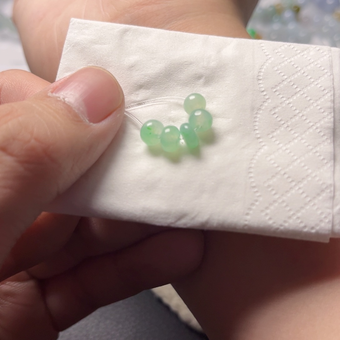 翡翠散珠天然缅甸A货珠子5颗