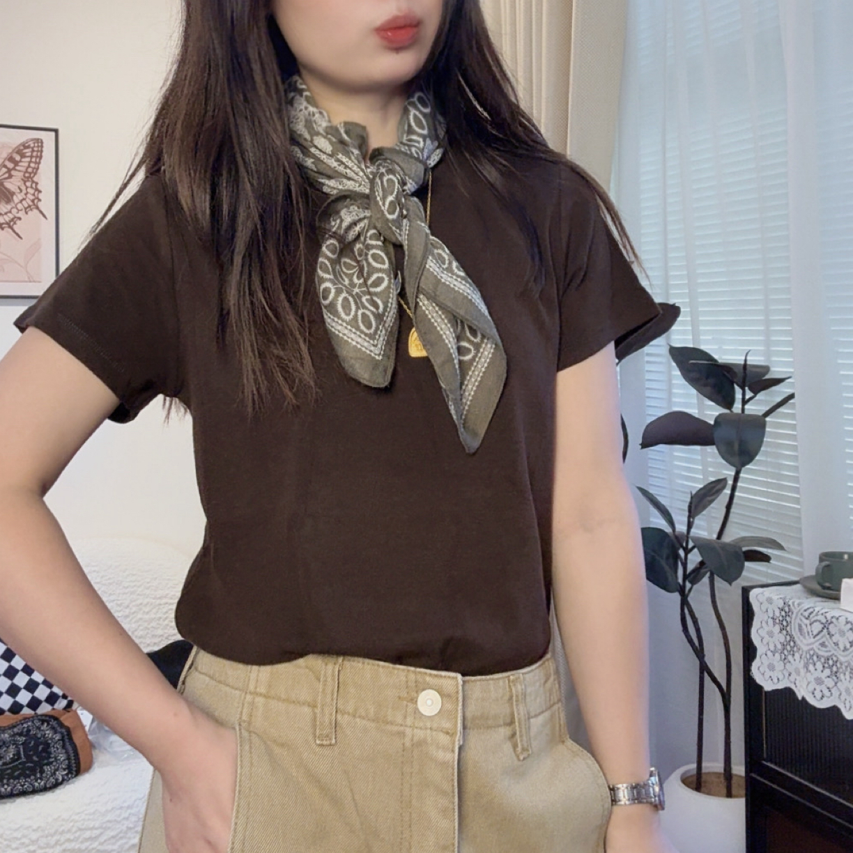 vivi·2025韩系时尚【定制福利品新款磨毛T恤➕丝巾】