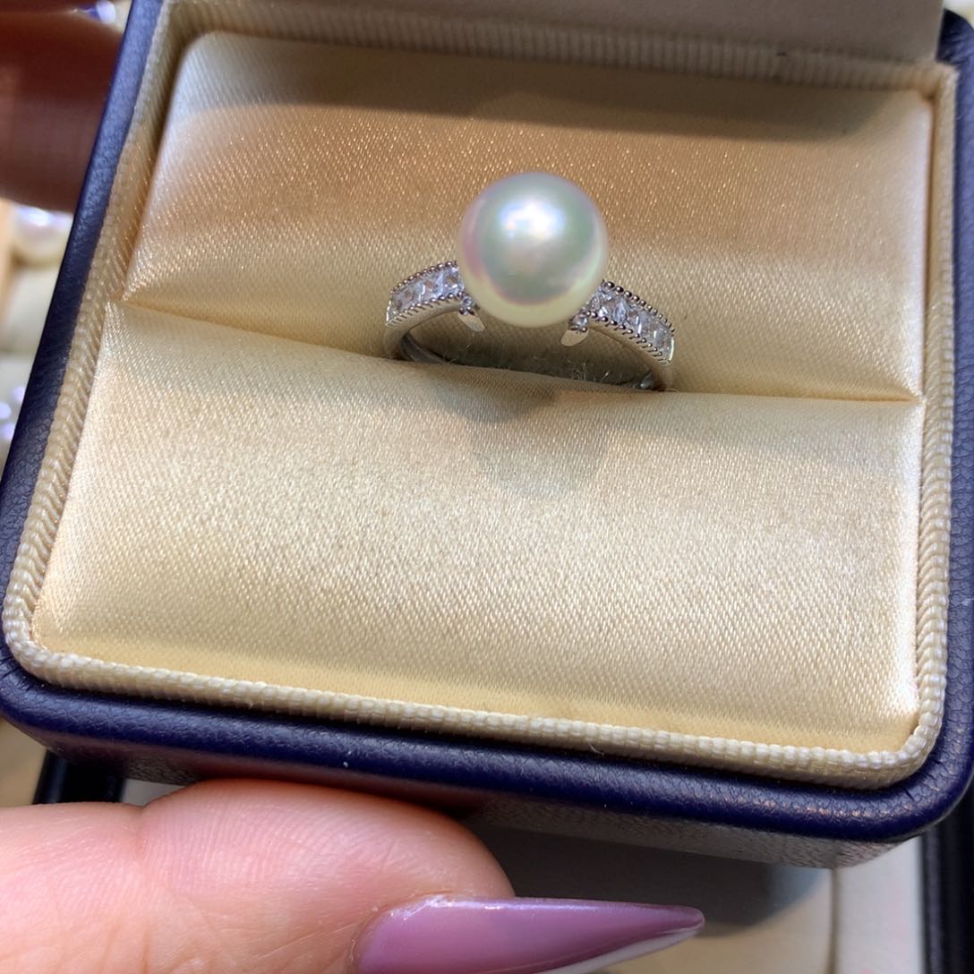 银S925镶嵌戒指海水珍珠