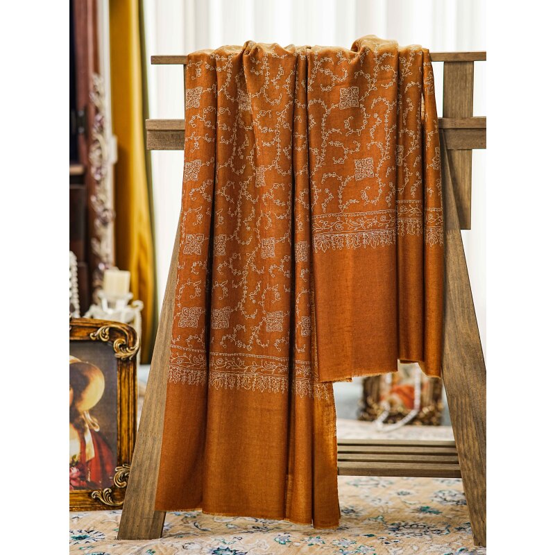 克什米尔pashmina披肩围巾刺绣藤曼  100*200 60054-26