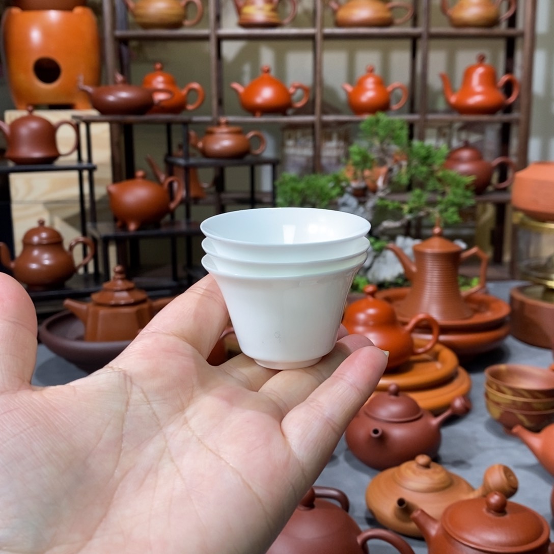 紫砂茶壶福利款高骨瓷马蹄杯30cc3个原54米