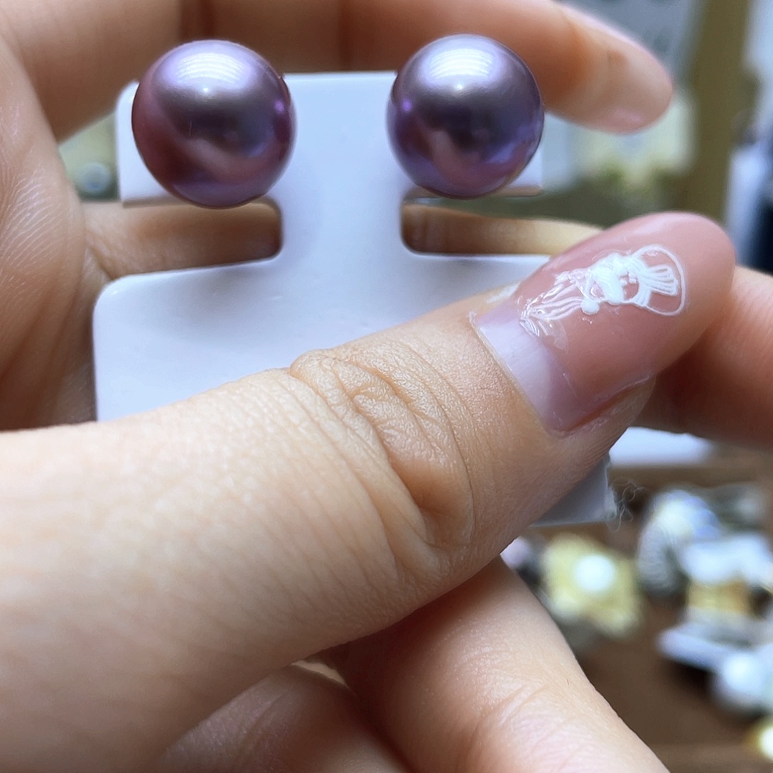 淡水珍珠耳饰银S925镶嵌