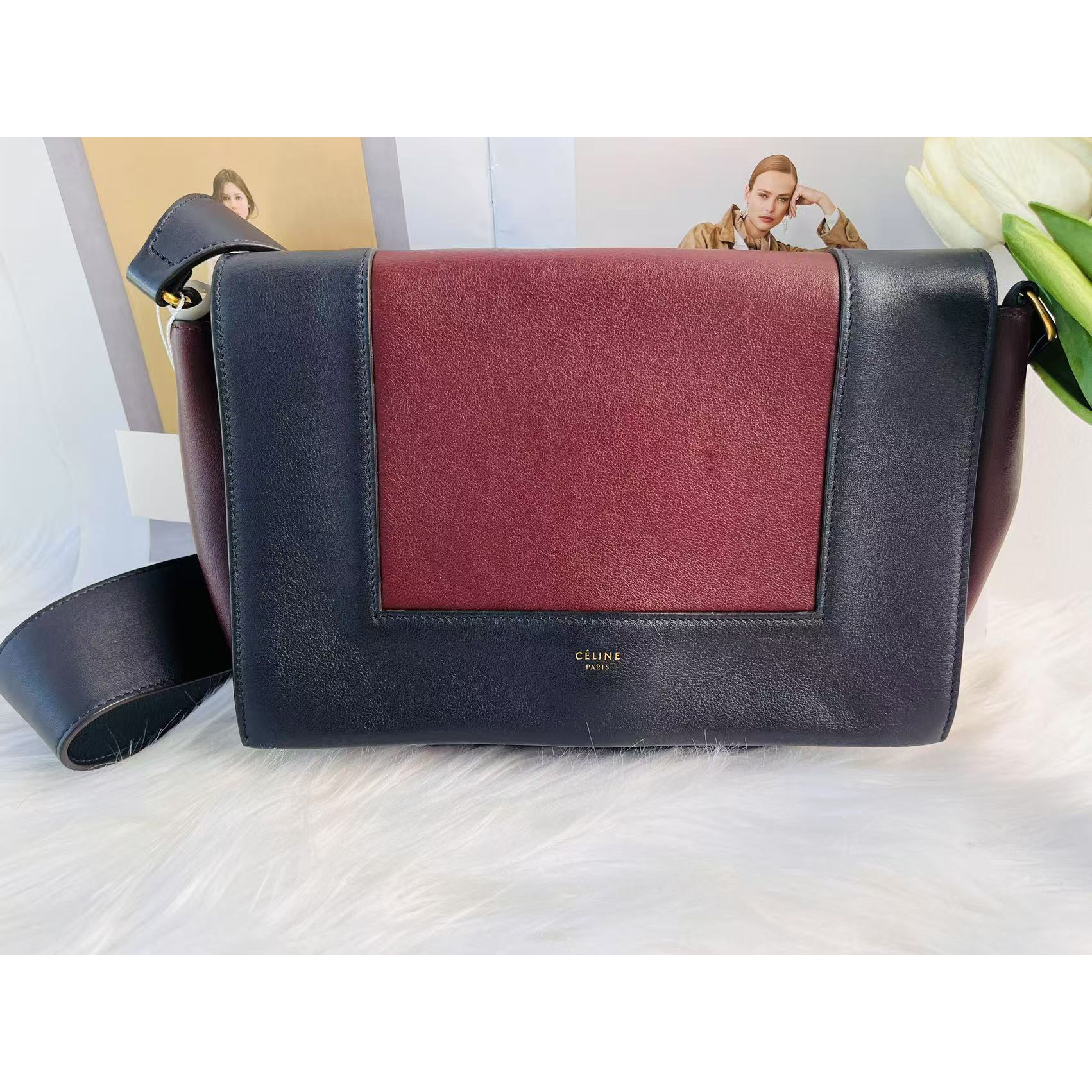 95新 Celine/思琳 思琳 红蓝相机单肩包hw026