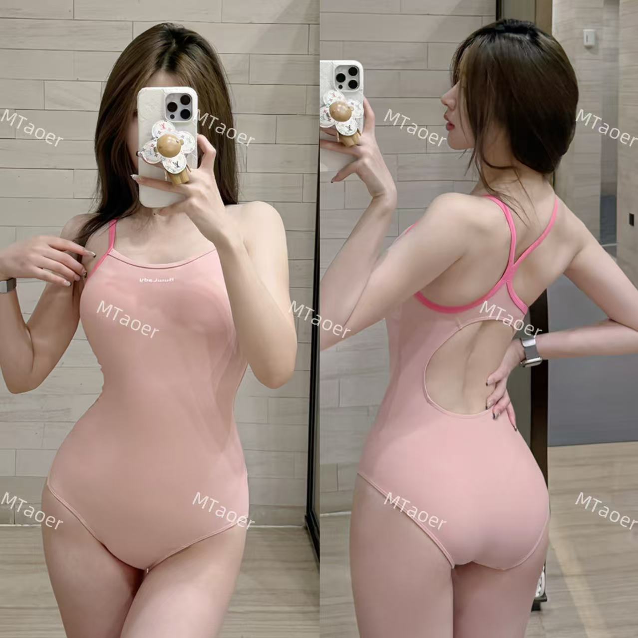 MTaoer【蔷薇物语/柔雾紫】新款少女感显白嫩清新连体成人竞速泳衣
