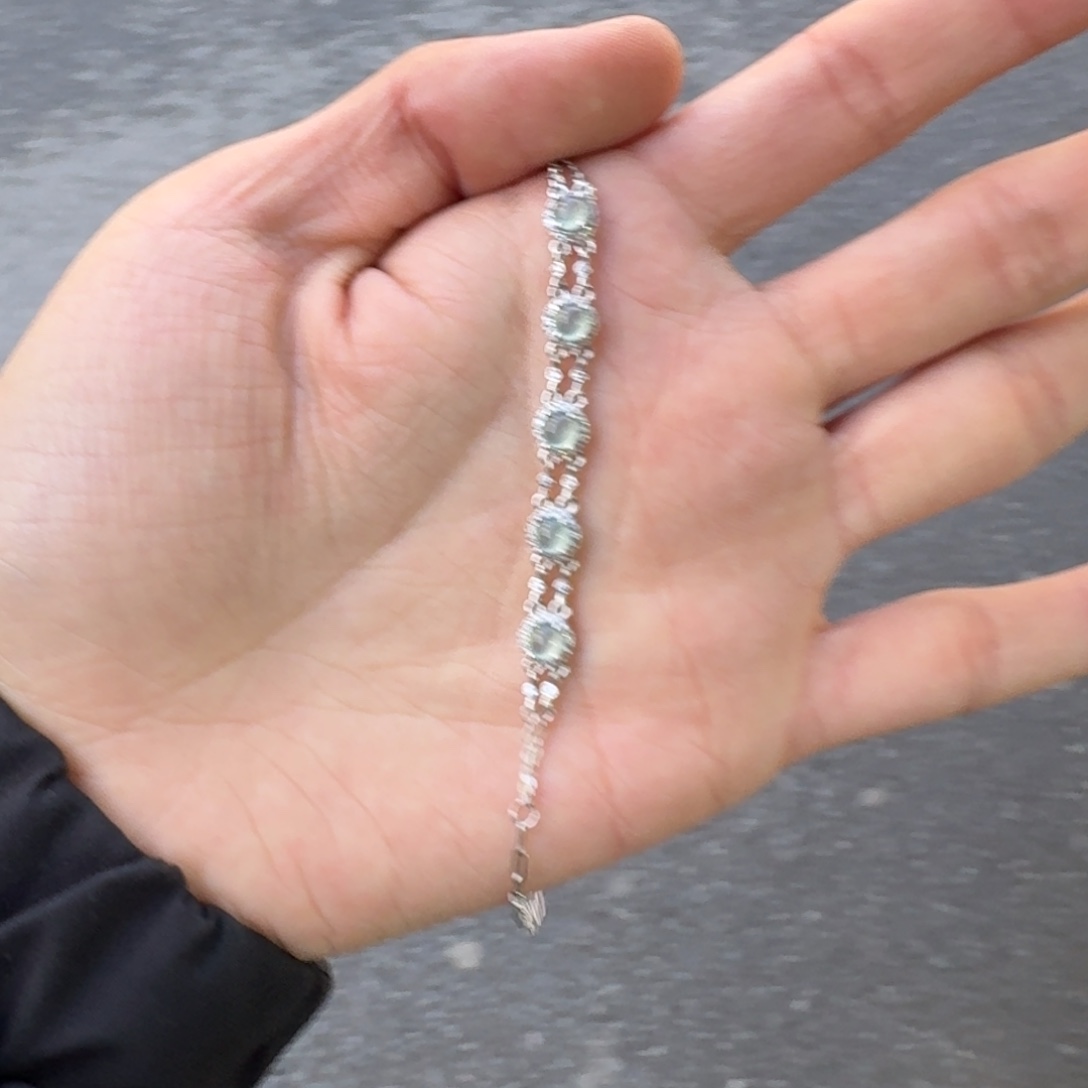 翡翠银S925镶嵌手链《不退不换》