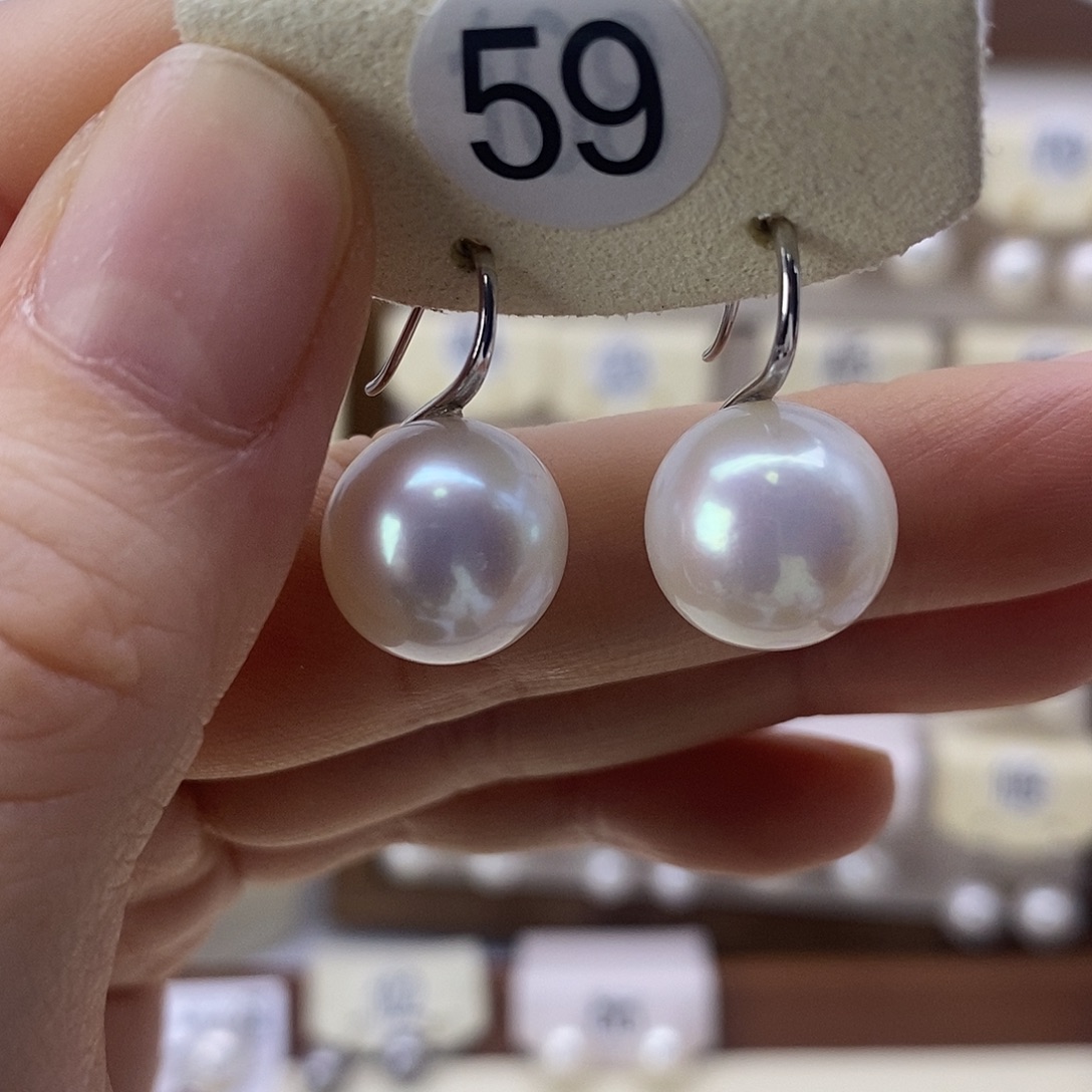 耳饰银S925镶嵌淡水珍珠