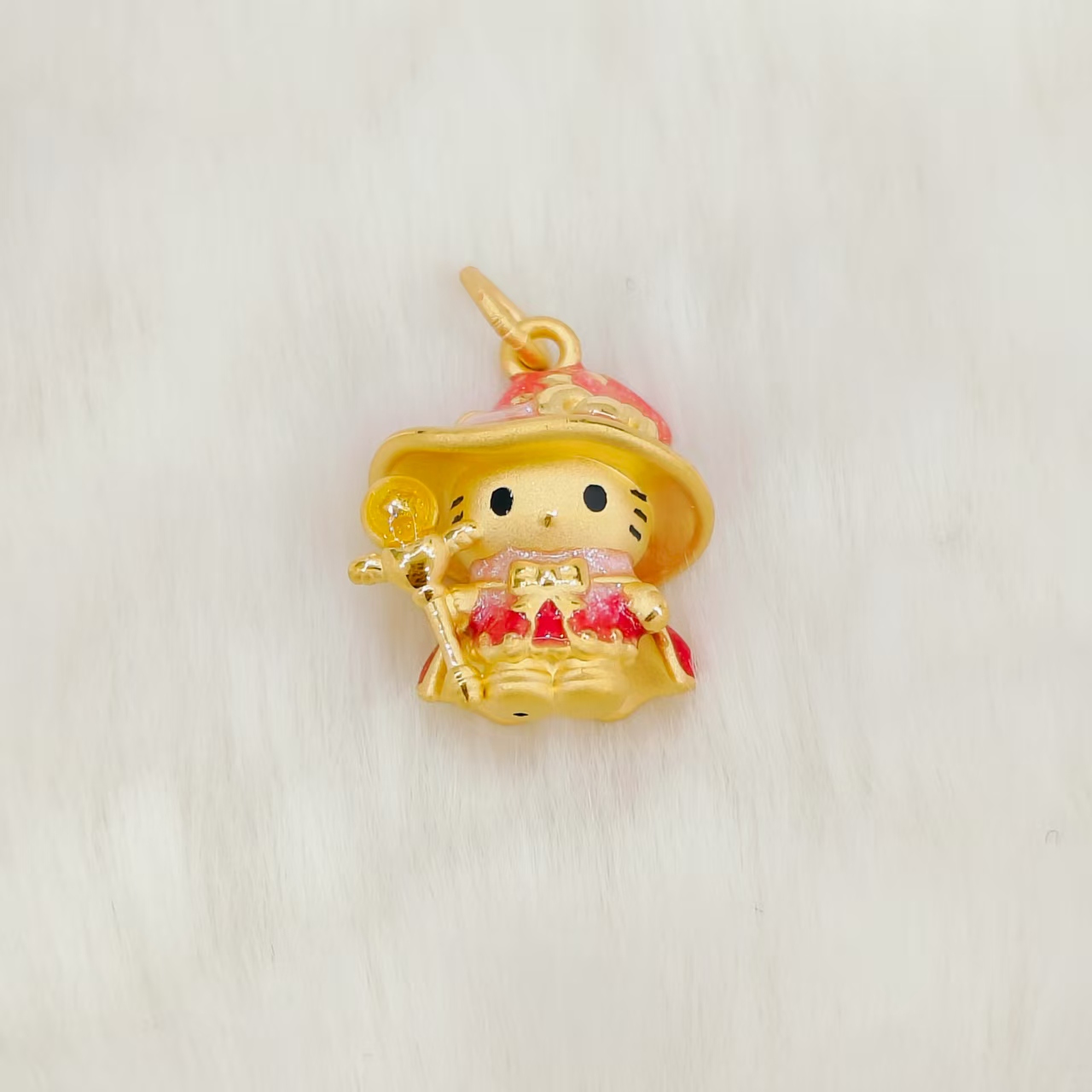 吉金珠宝 足金999魔法师Kitty烤漆款3D硬金转运珠手串