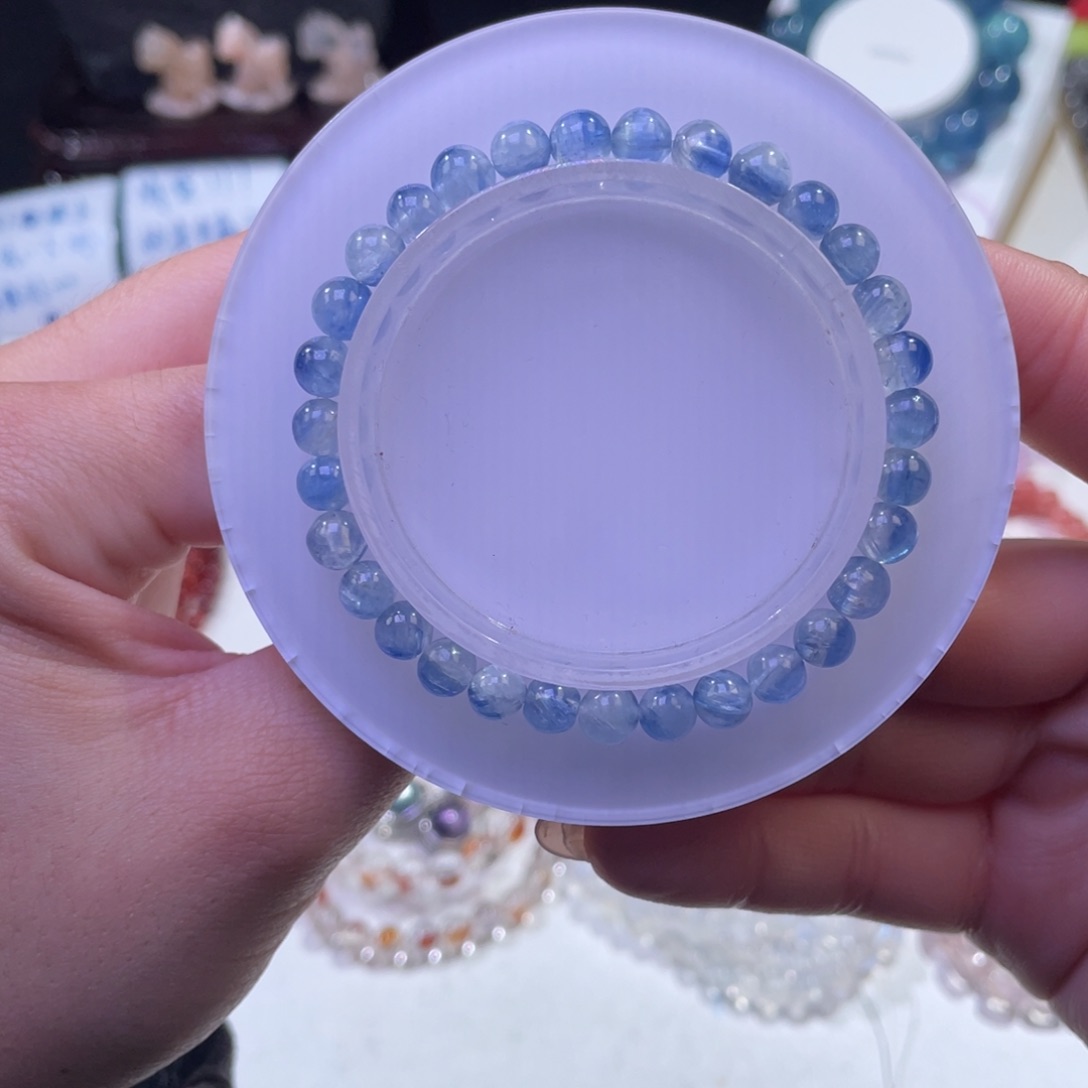 未镶嵌手链水晶拉丝飘花蓝晶石6mm