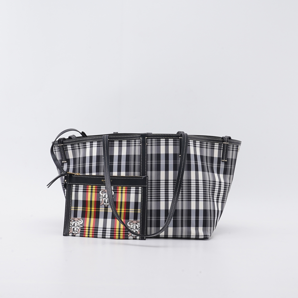 95新 BURBERRY/博柏利 博柏利黑白格纹托特包【静文】BGC201300055