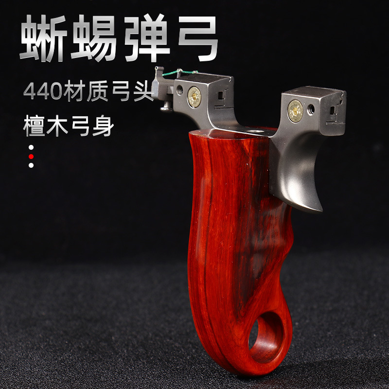 惊雷反曲弓木柄户外竞技快压扁皮弓头蜥蜴夹片440c不锈钢弹弓
