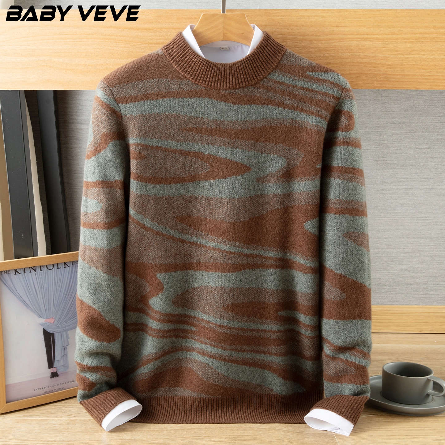 2025秋冬羊绒衫100%纯山羊绒衫男士半高领毛衣冬季针织打底羊毛衫