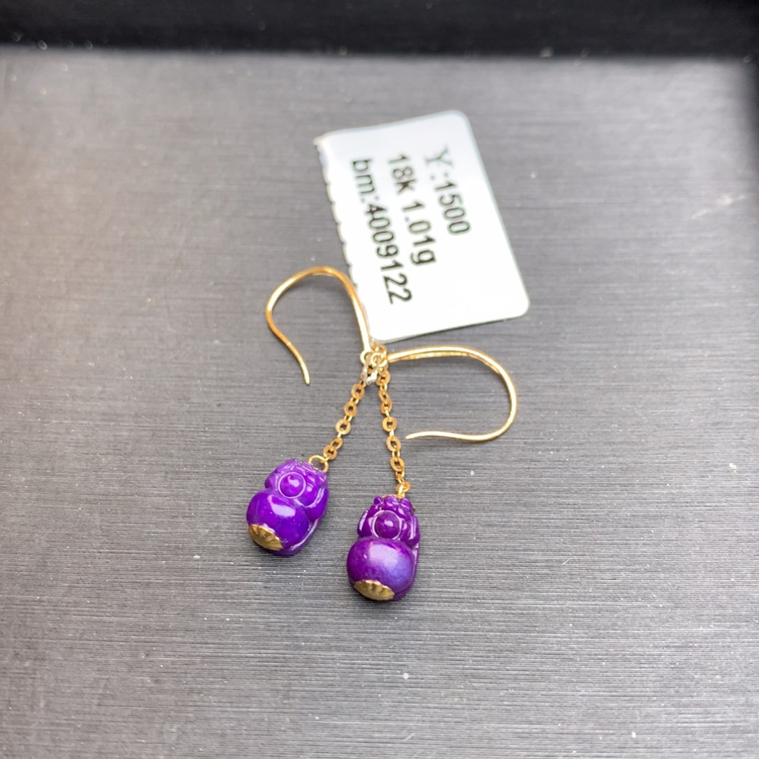 苏纪石（舒俱来）耳饰18K金镶嵌