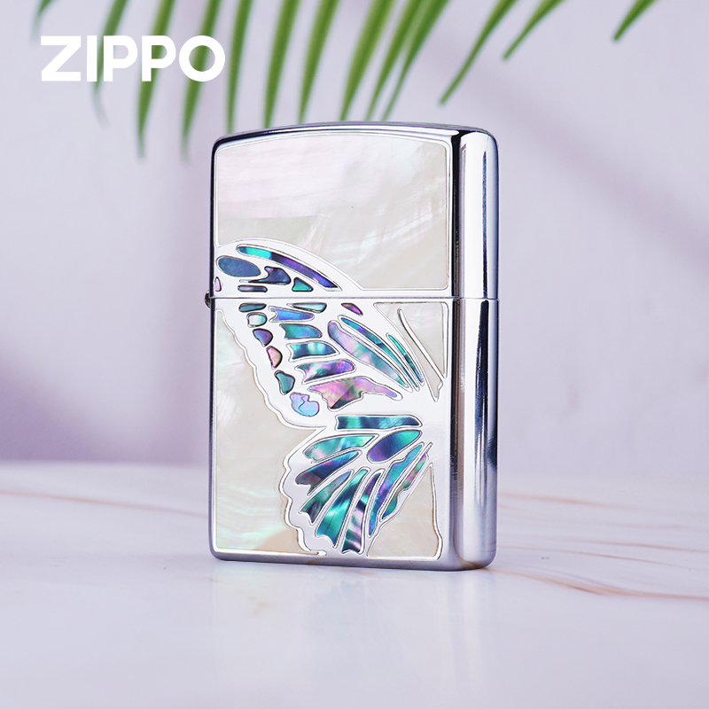 zippo打火机比翼双飞常规彩贝蝴蝶正品男朋友实用礼物收藏DYH1X1
