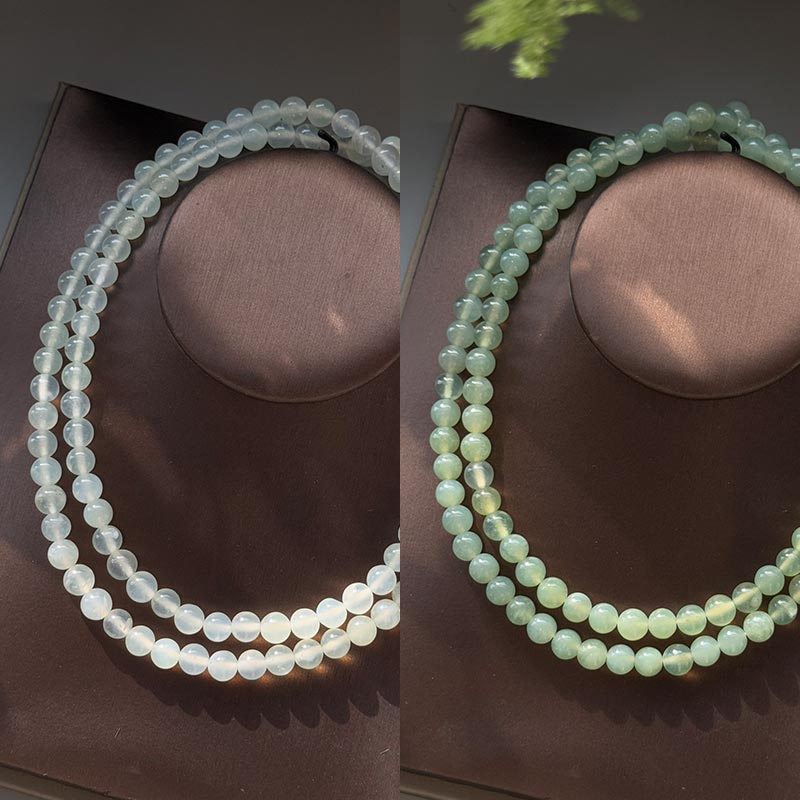 玉知意岫玉108项链天然玉石高冰透多圈珠链女士款多样性发货其一