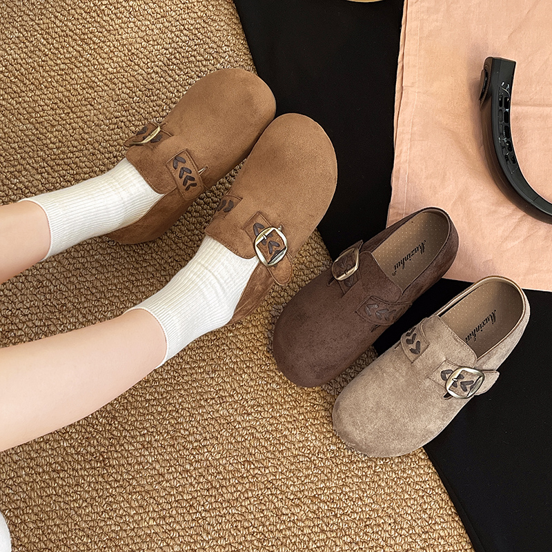 【品牌】全包增高秋冬勃肯单鞋女一脚蹬防滑踩屎感气质麦穗休闲816